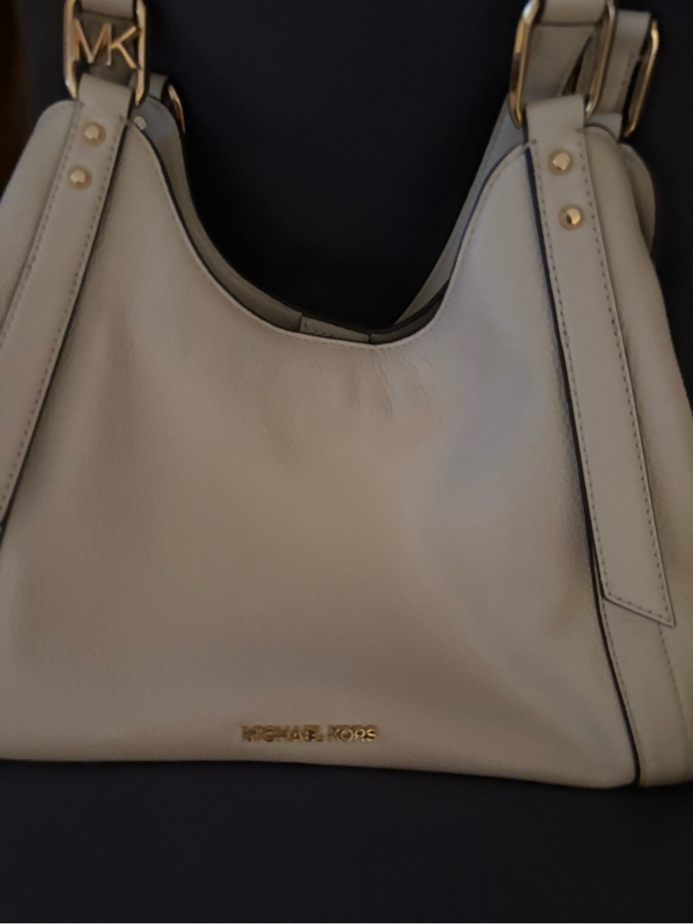 Michael Kors Cream Leather Hobo with Gold Hardware